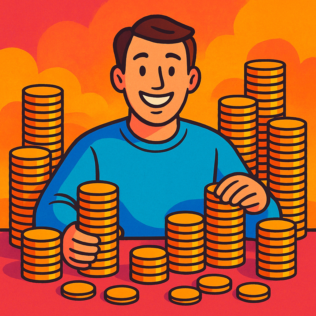 Cheerful Man Amidst Golde